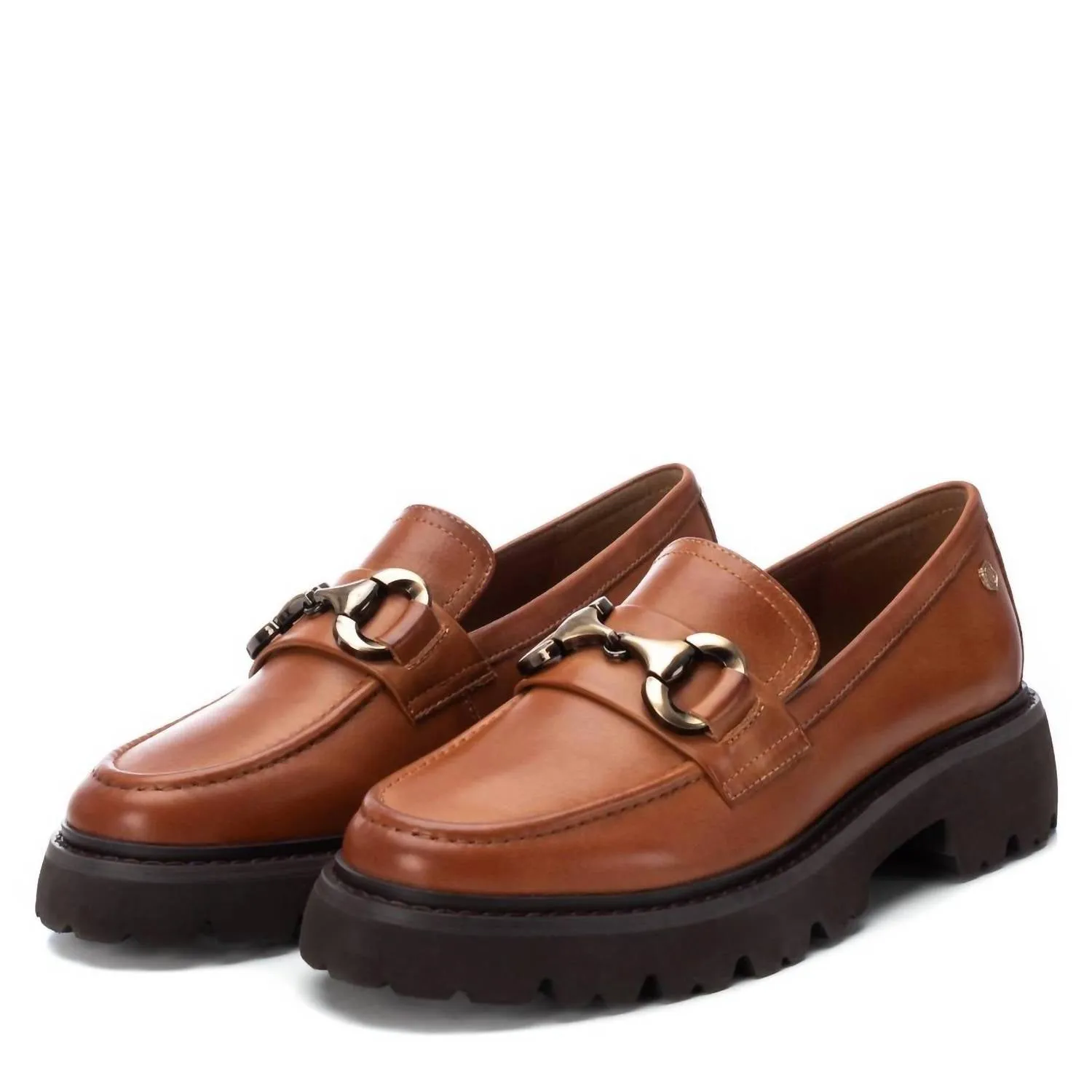 Women's Leather Moccasins In Camel