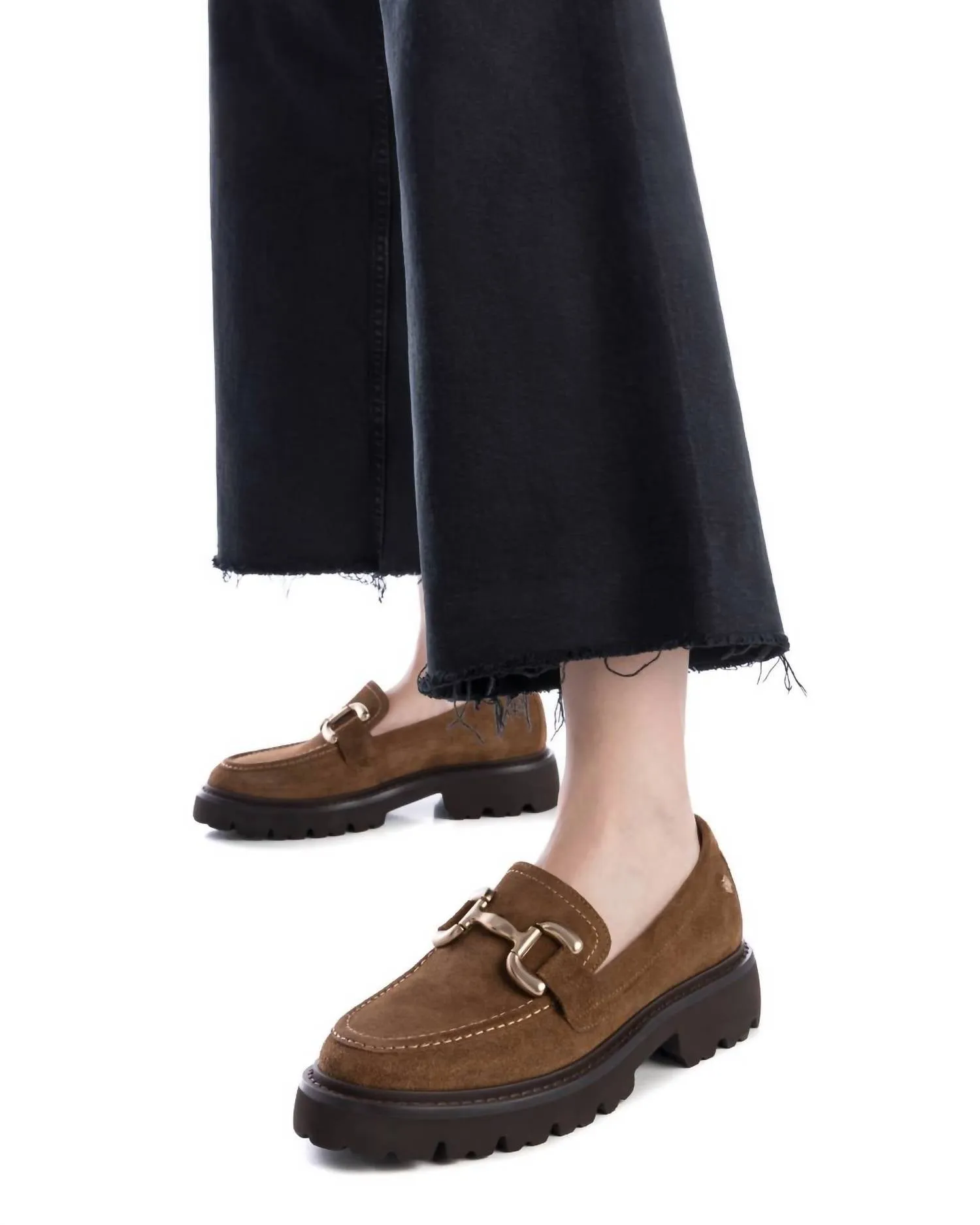 Women's Leather Moccasins In Camel