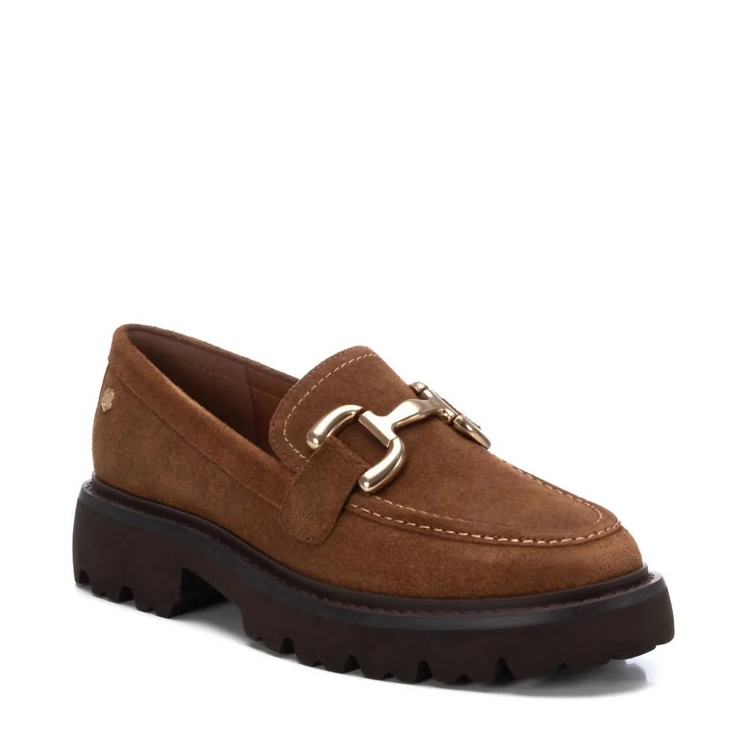 Women's Leather Moccasins In Camel