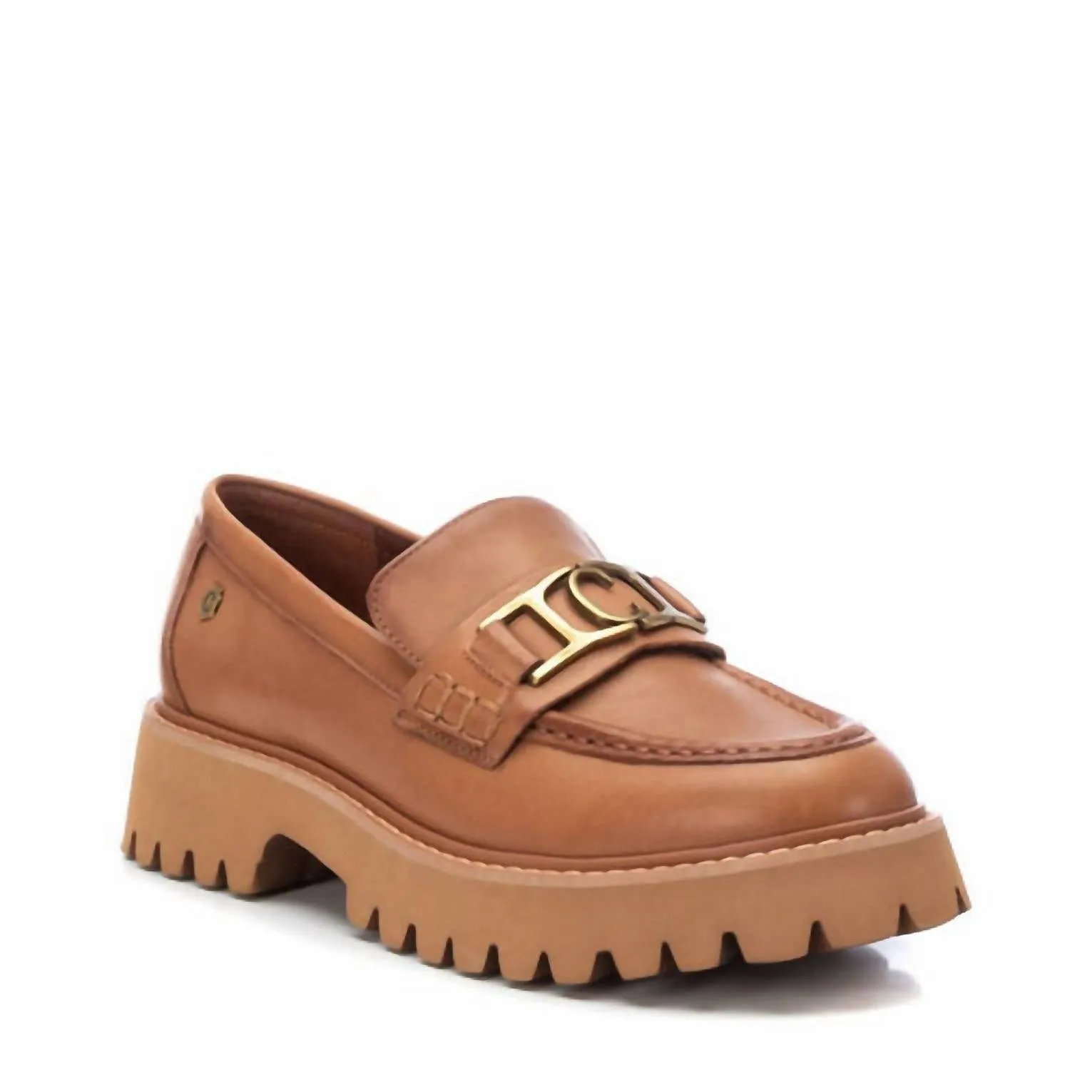 Women's Leather Moccasins In Camel