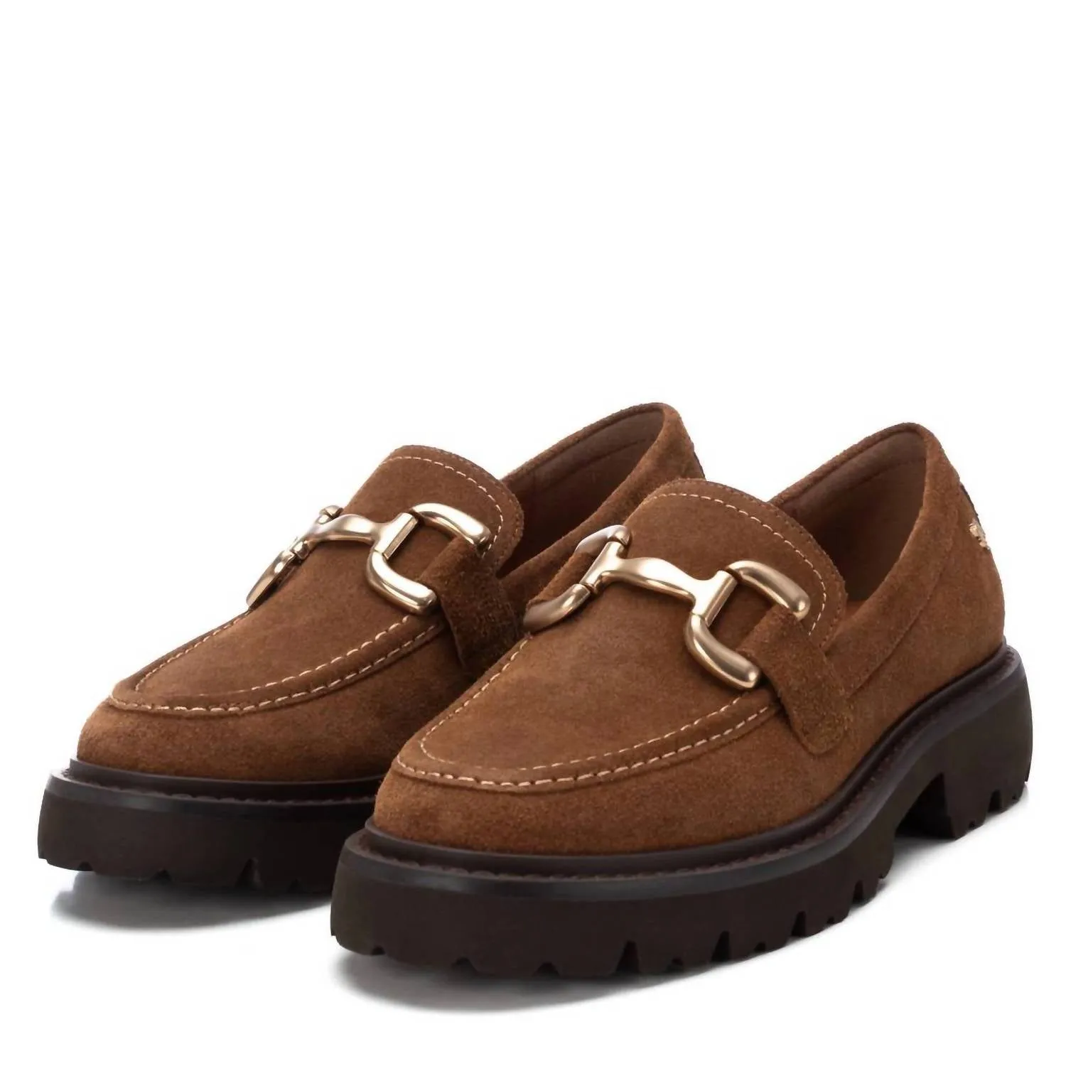 Women's Leather Moccasins In Camel