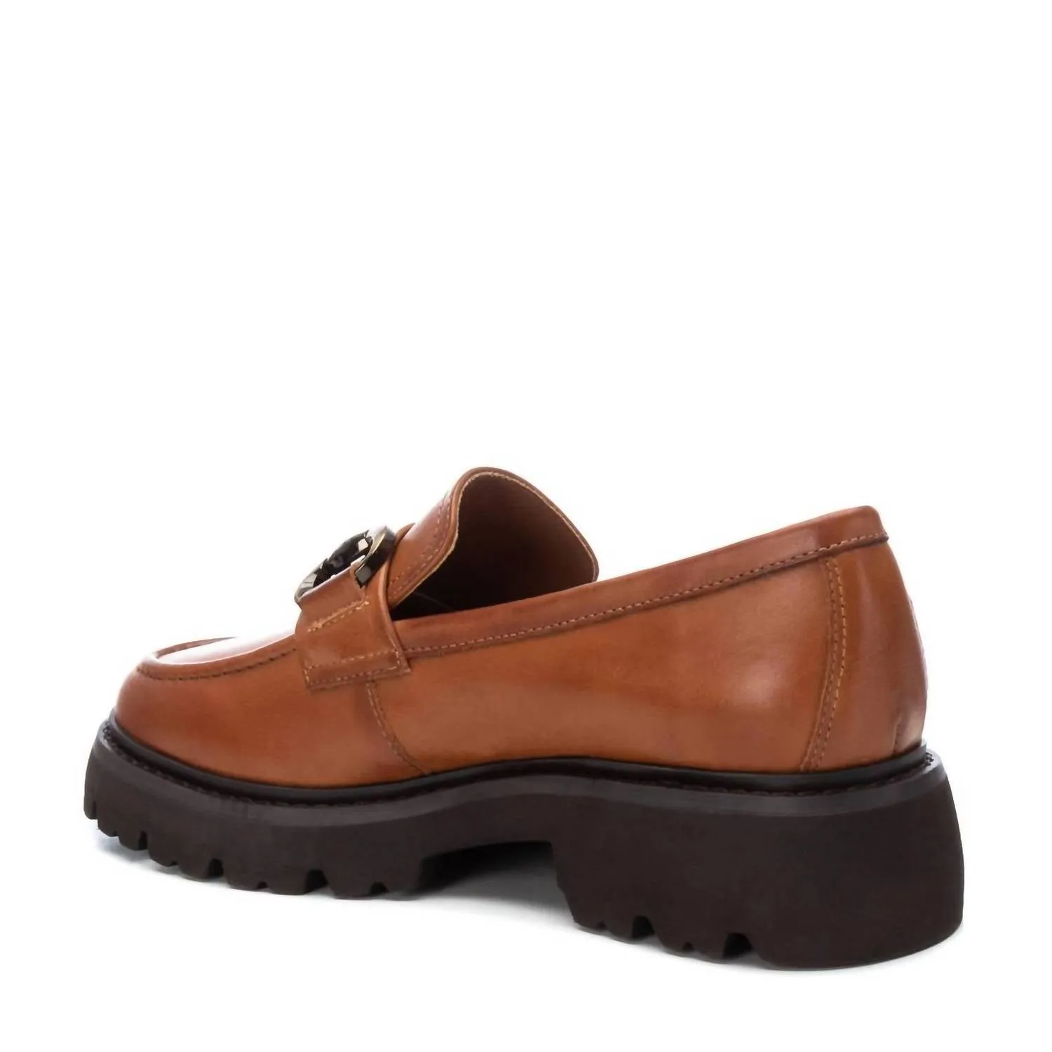 Women's Leather Moccasins In Camel