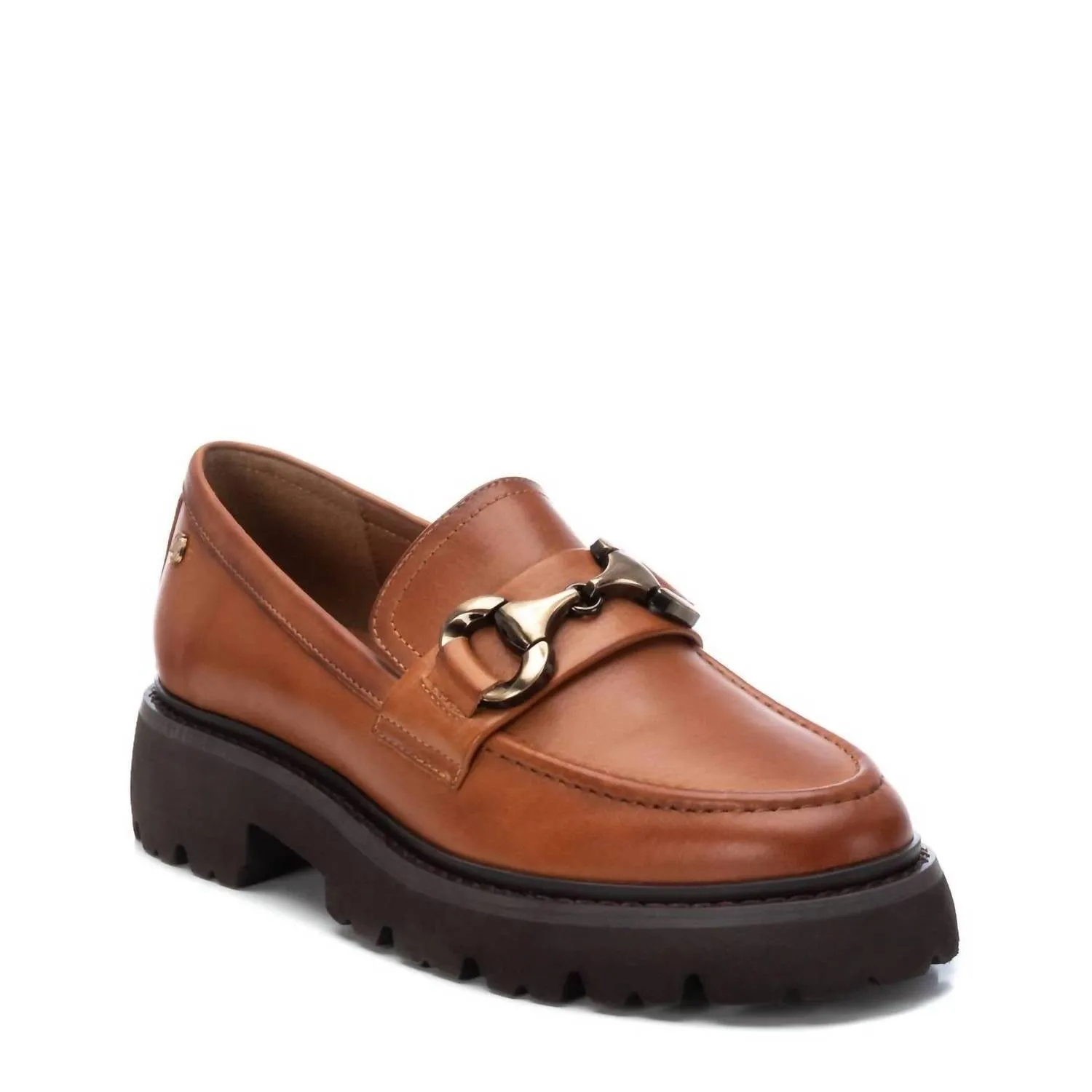 Women's Leather Moccasins In Camel