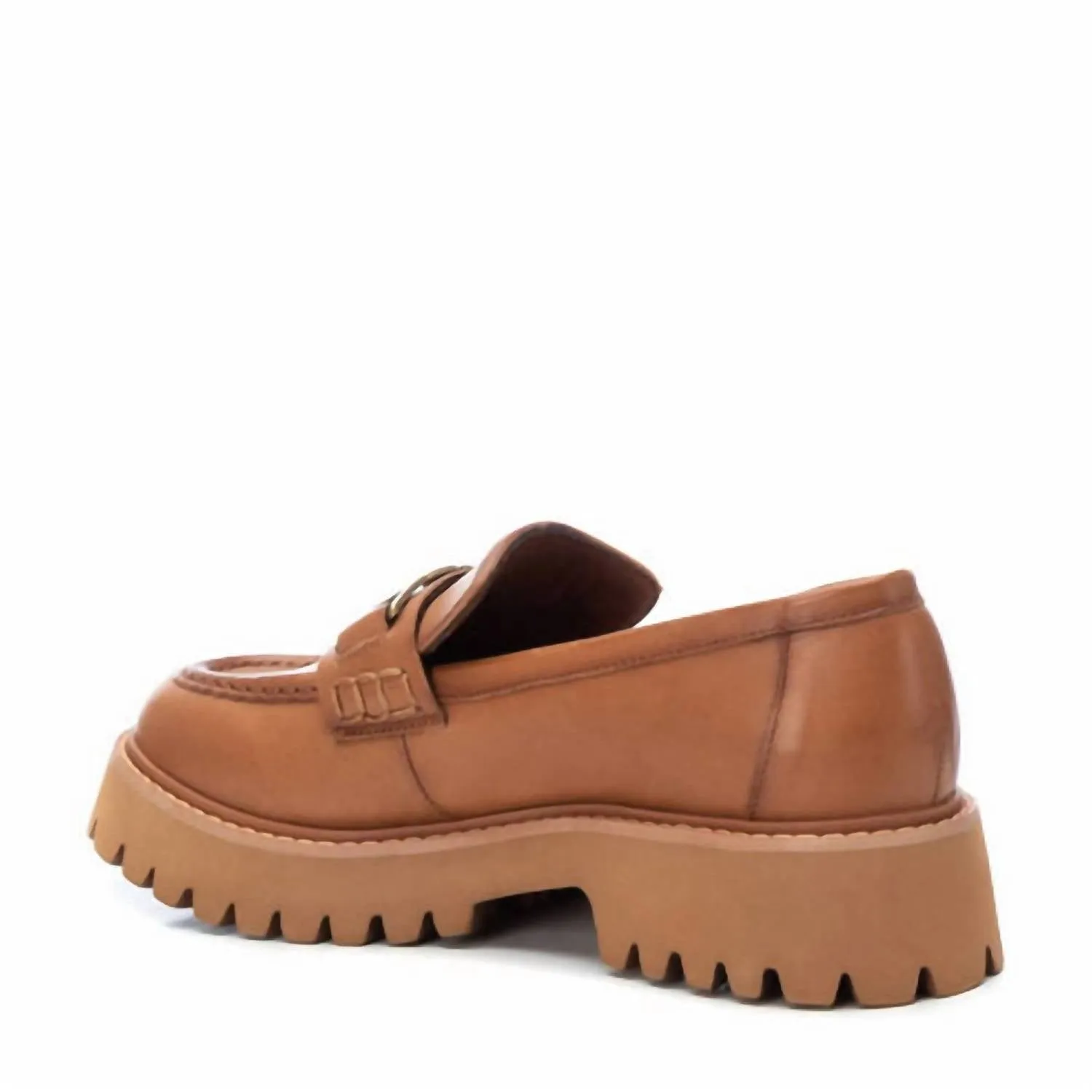 Women's Leather Moccasins In Camel