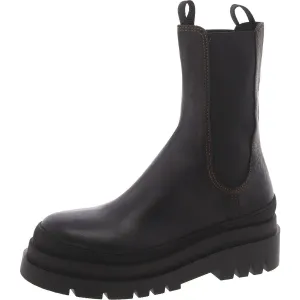 Womens Leather Pull On Mid-Calf Boots