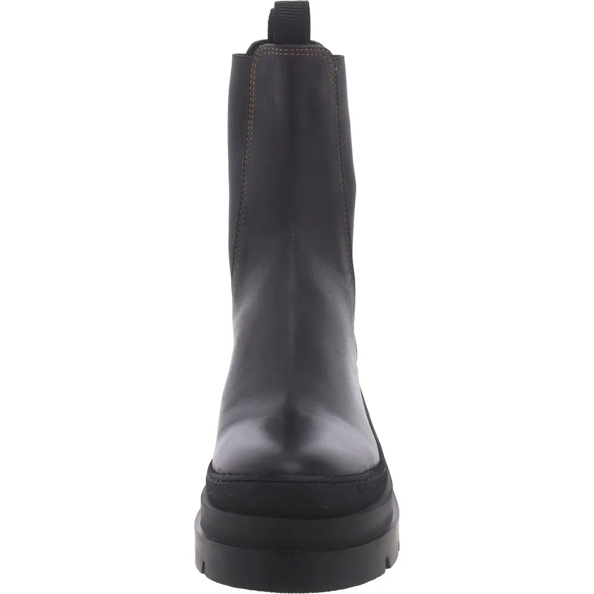 Womens Leather Pull On Mid-Calf Boots