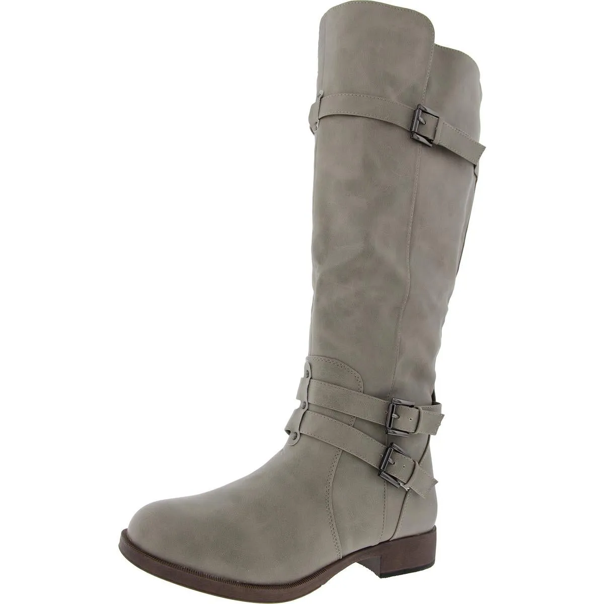 Womens Leather Wide Calf Knee-High Boots