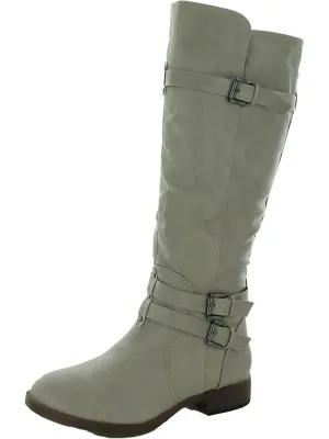 Womens Leather Wide Calf Knee-High Boots