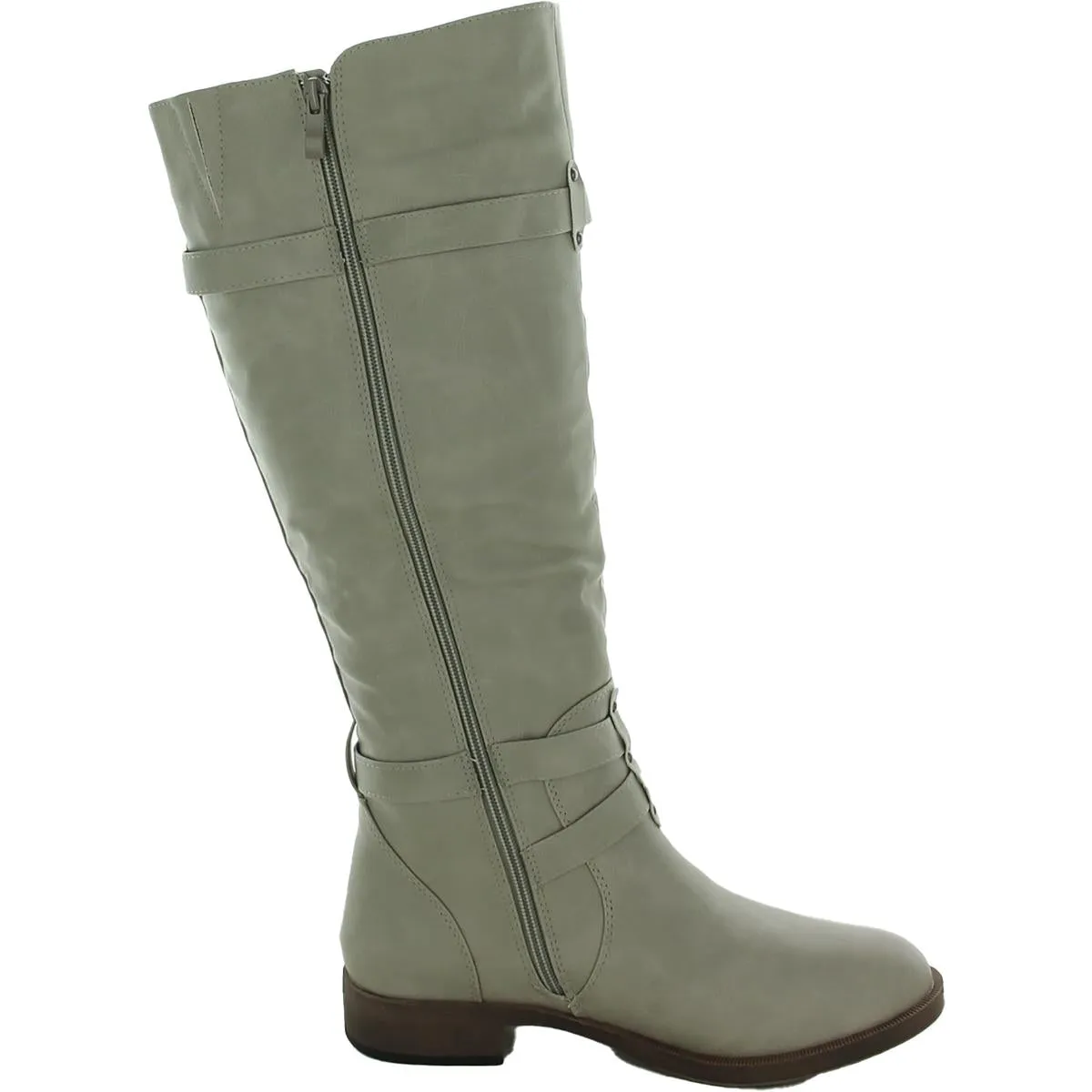 Womens Leather Wide Calf Knee-High Boots