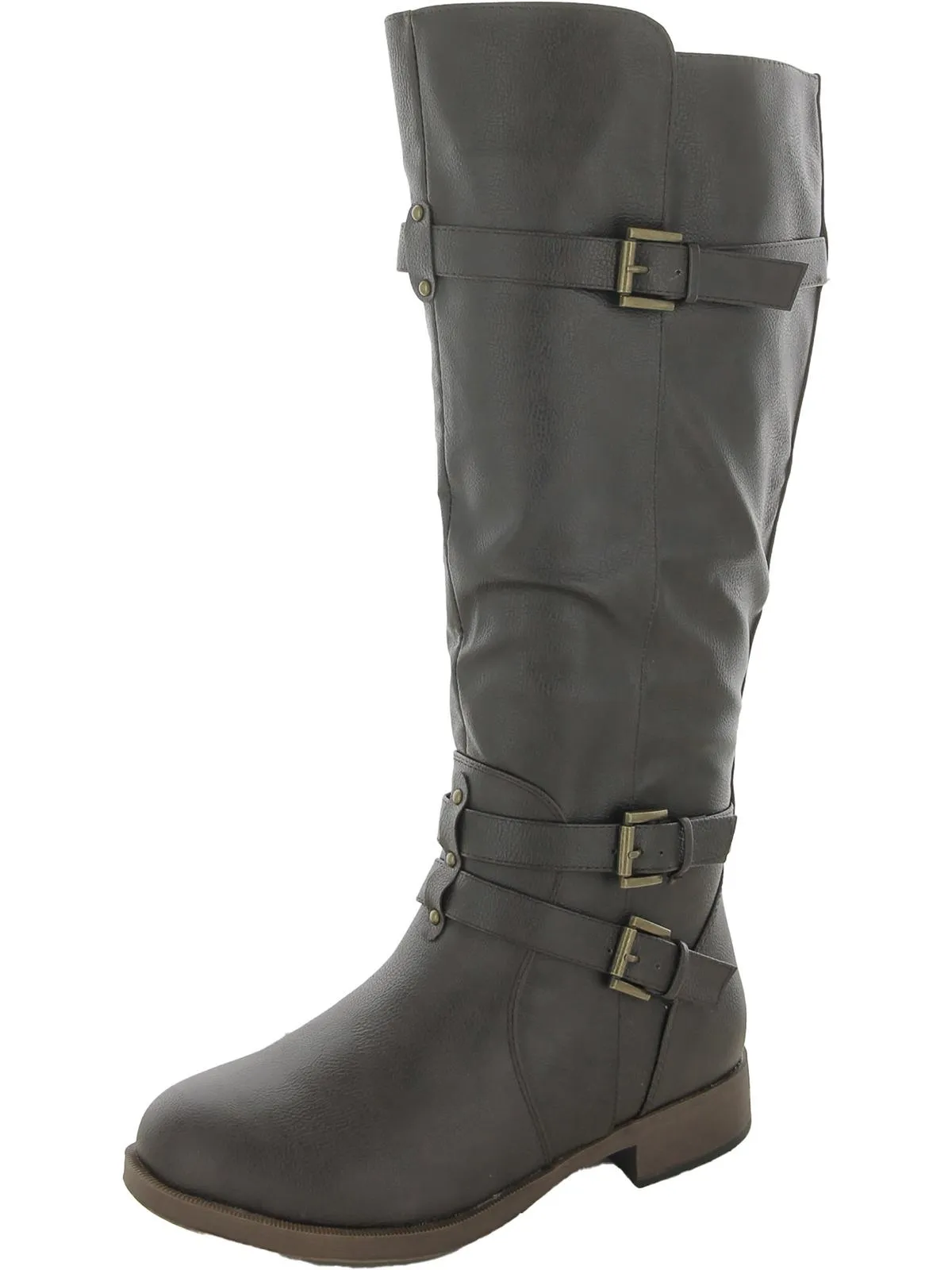 Womens Leather Wide Calf Knee-High Boots