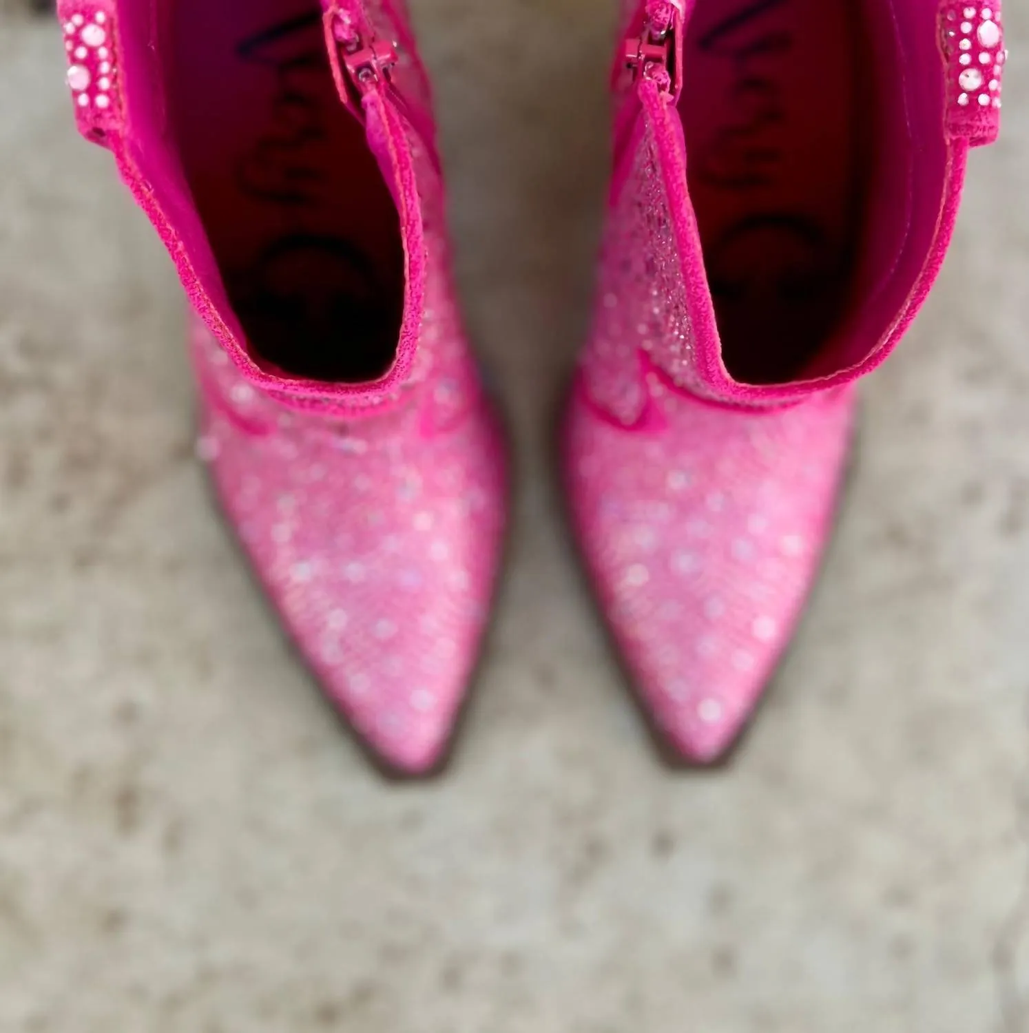 Women's Leg Up Rhinestone Booties In Pink
