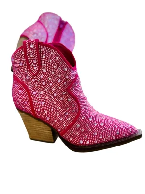 Women's Leg Up Rhinestone Booties In Pink