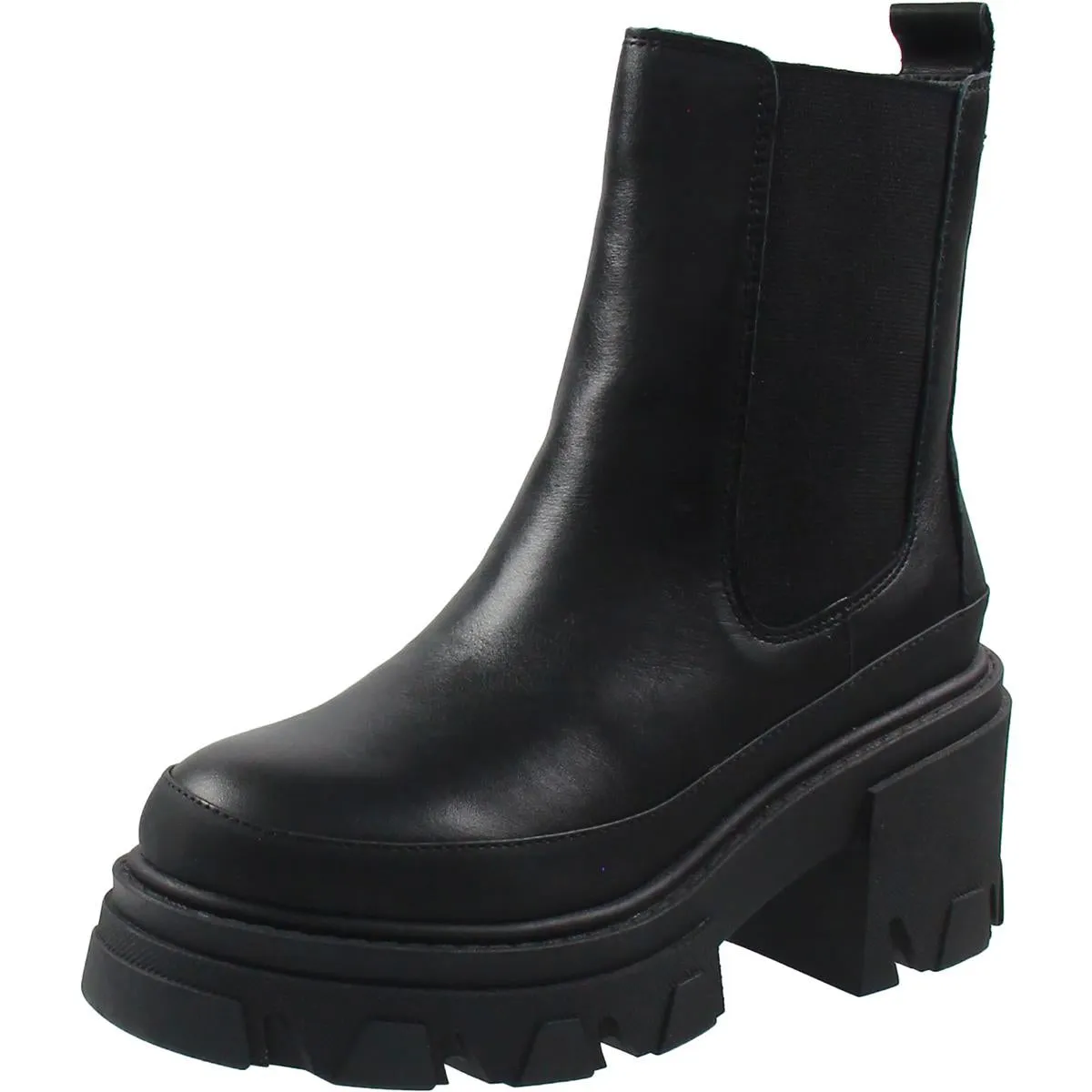 Womens Lugged Sole Leather Chelsea Boots