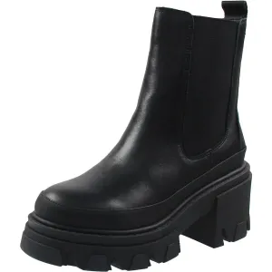 Womens Lugged Sole Leather Chelsea Boots