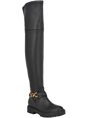 Womens Man Made Ornament Strap Over-The-Knee Boots