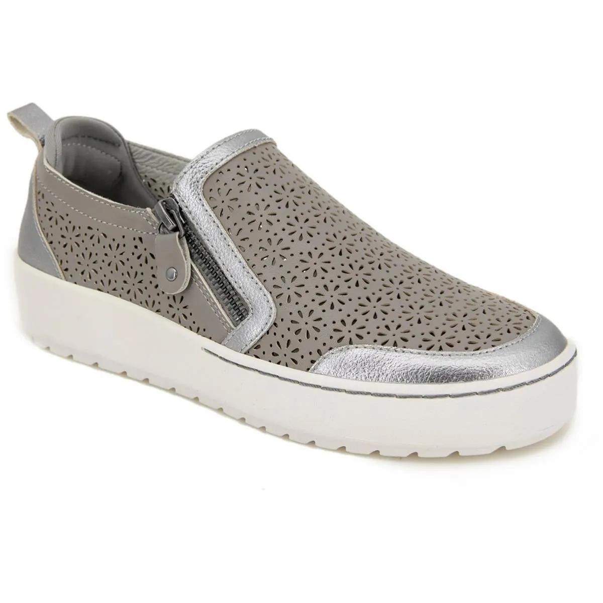 Womens Memory Foam Leather Slip-On Sneakers