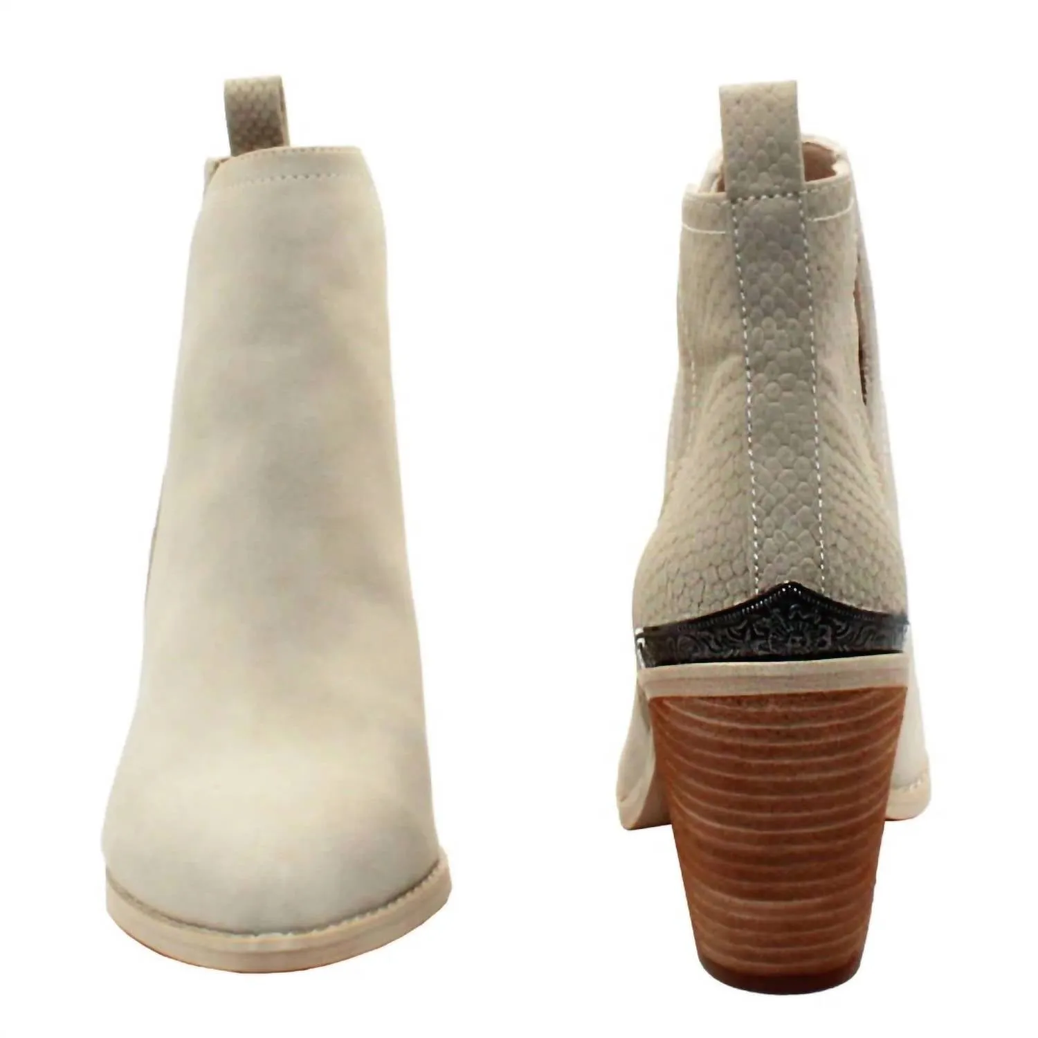 Women's Mumba Faux Exotic Upper Bootie In Chalk