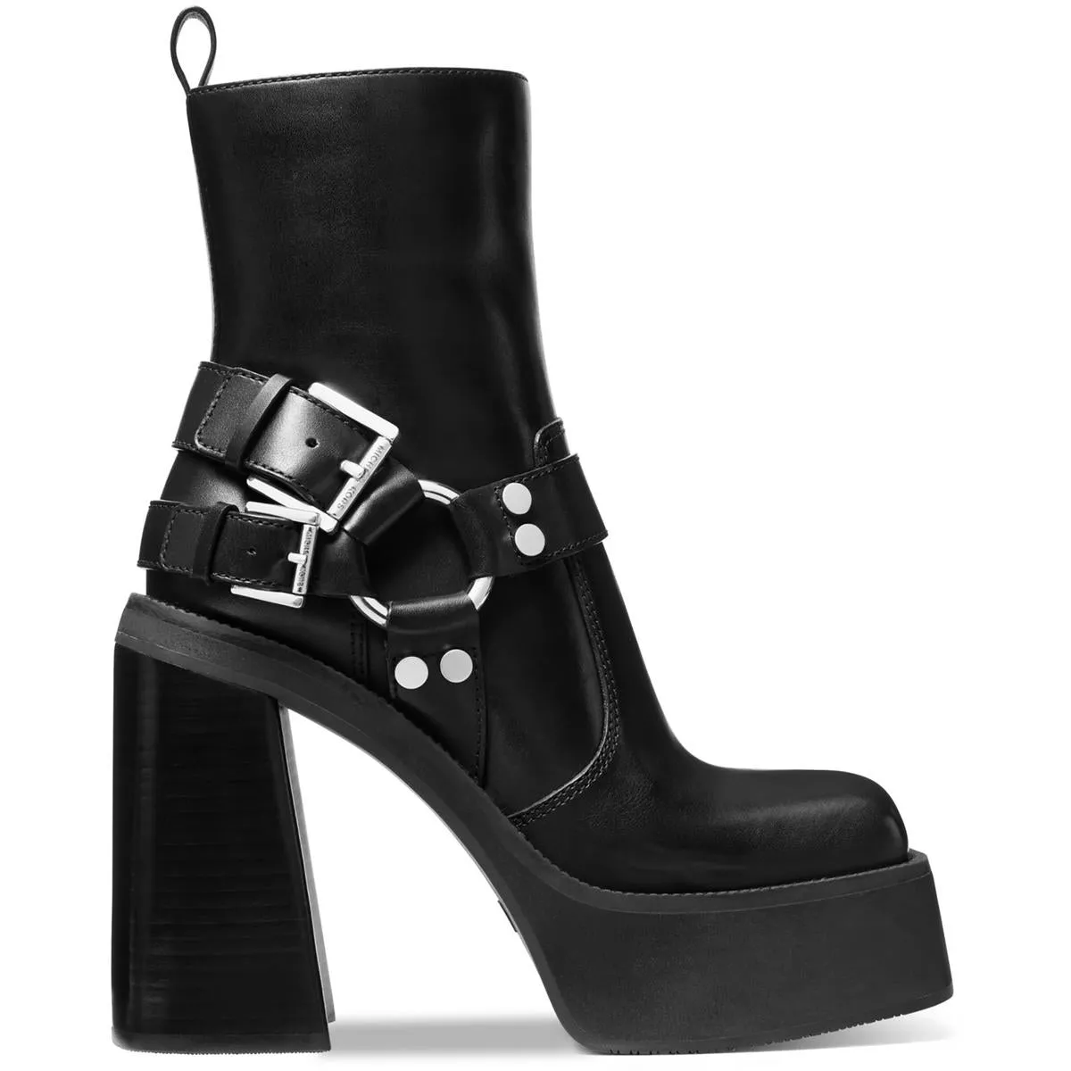 Womens O-Ring Leather Ankle Boots