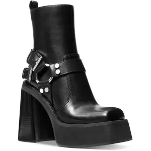 Womens O-Ring Leather Ankle Boots