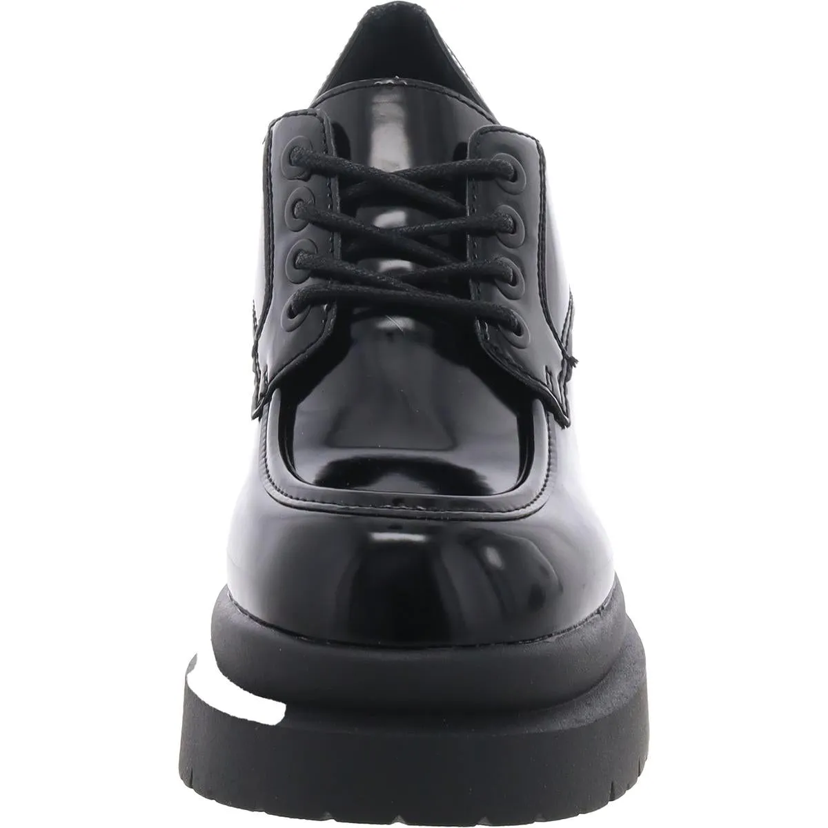 Womens Patent Leather Block Heel Loafers