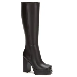 Women's Platform Tall Riding Boots In Black