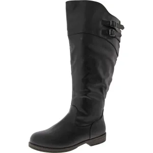 Womens Pull On Zipper Knee-High Boots