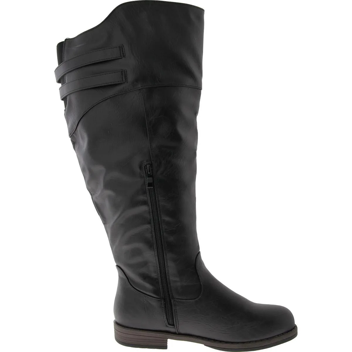 Womens Pull On Zipper Knee-High Boots