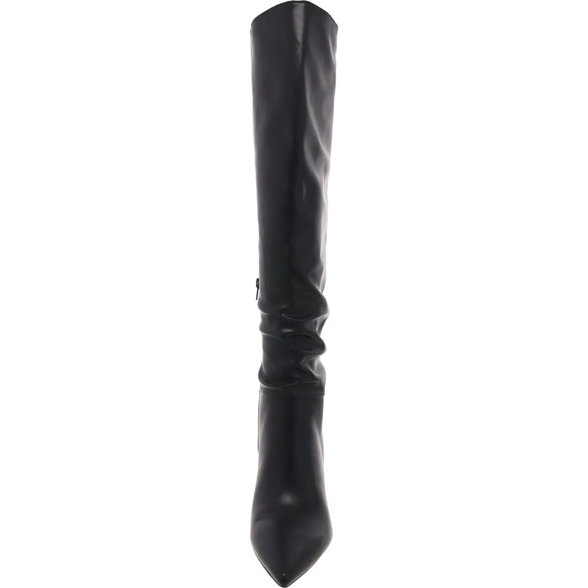 Womens Ruched Faux Leather Knee-High Boots