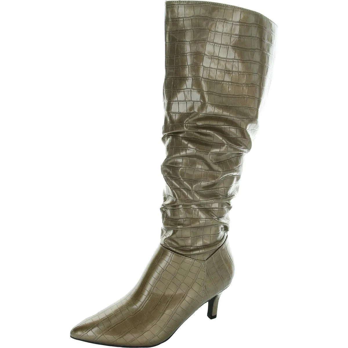 Womens Ruched Man Made Knee-High Boots