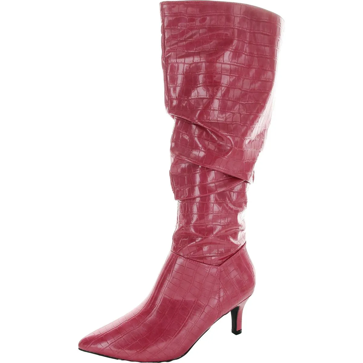 Womens Ruched Man Made Knee-High Boots