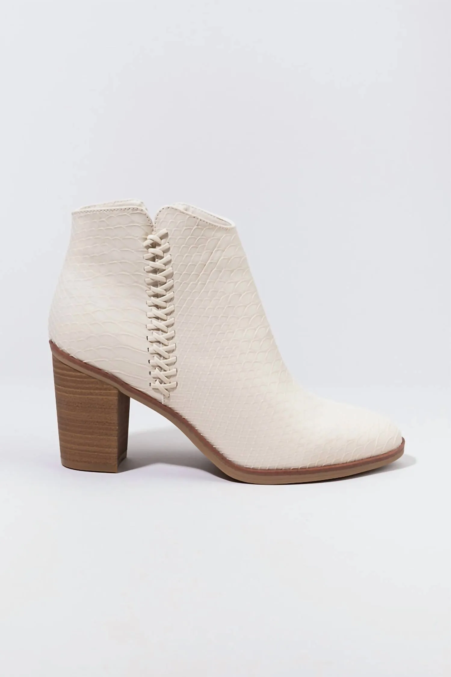 Women's Side Braid Python Booties In Ivory