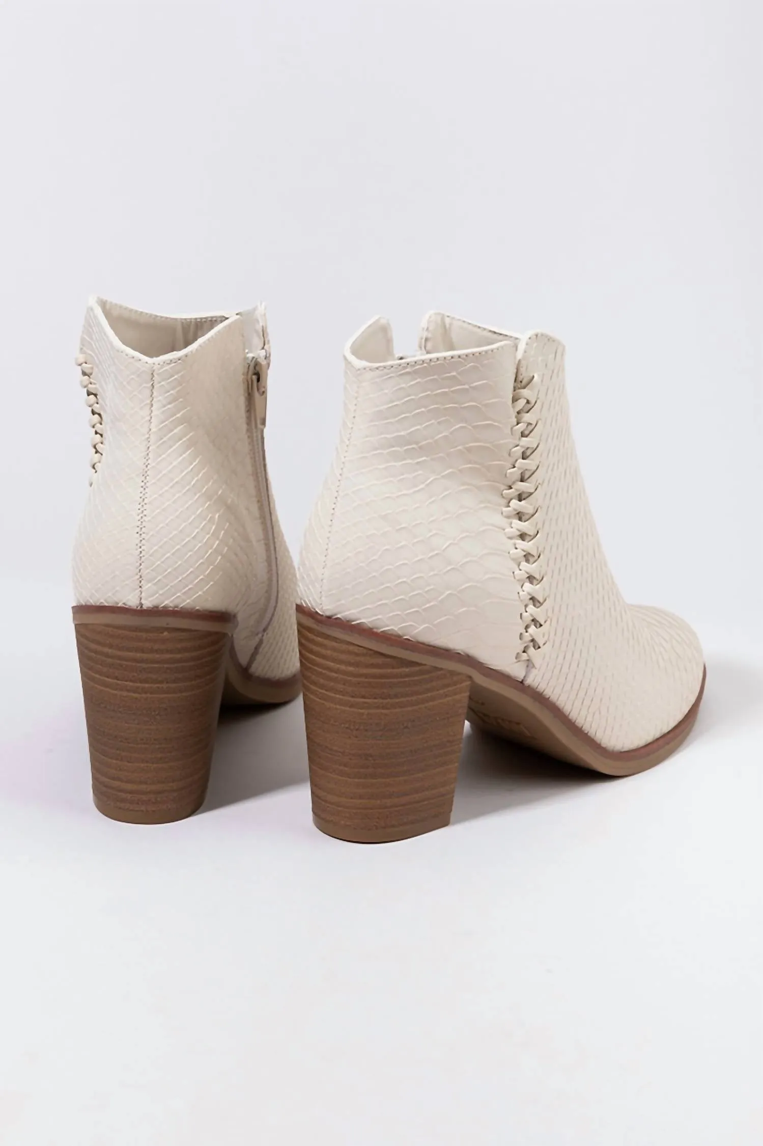 Women's Side Braid Python Booties In Ivory