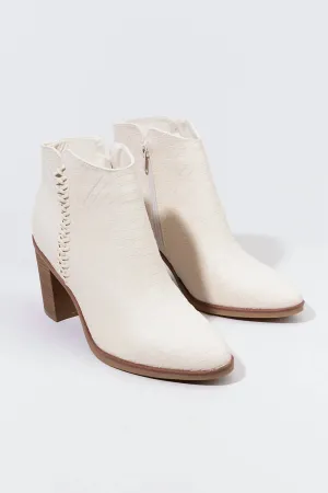Women's Side Braid Python Booties In Ivory