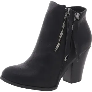 Womens Solid Faux Leather Ankle Boots