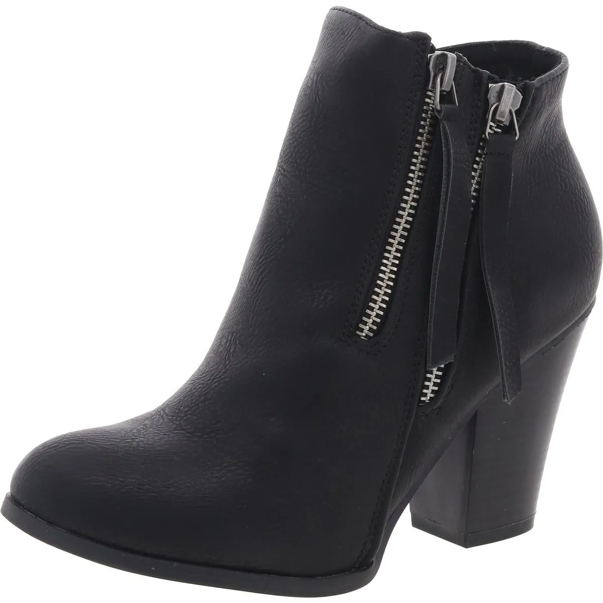 Womens Solid Faux Leather Ankle Boots