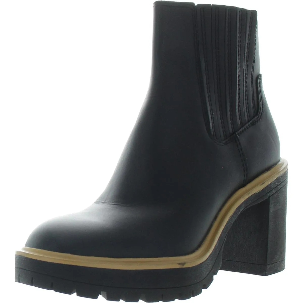 Womens Stretch Faux Leather Chelsea Boots