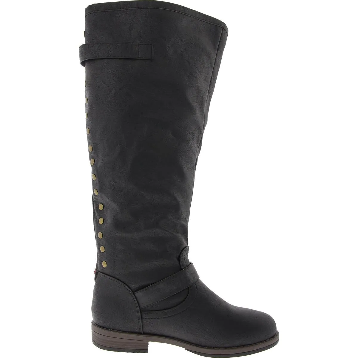 Womens Studded Faux Leather Knee-High Boots