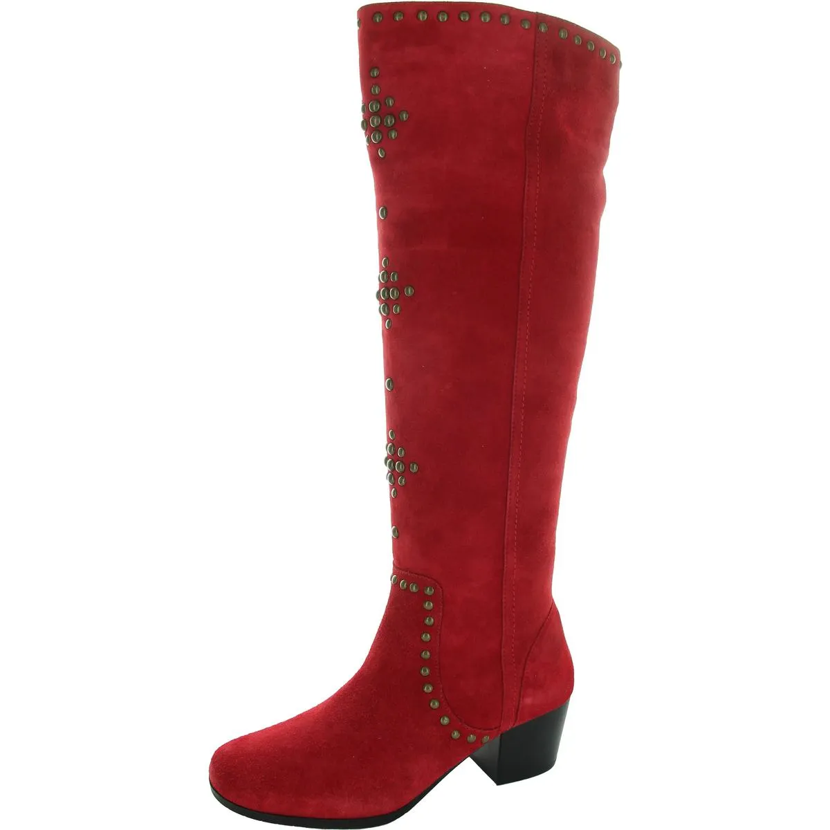 Womens Studded Leather Knee-High Boots