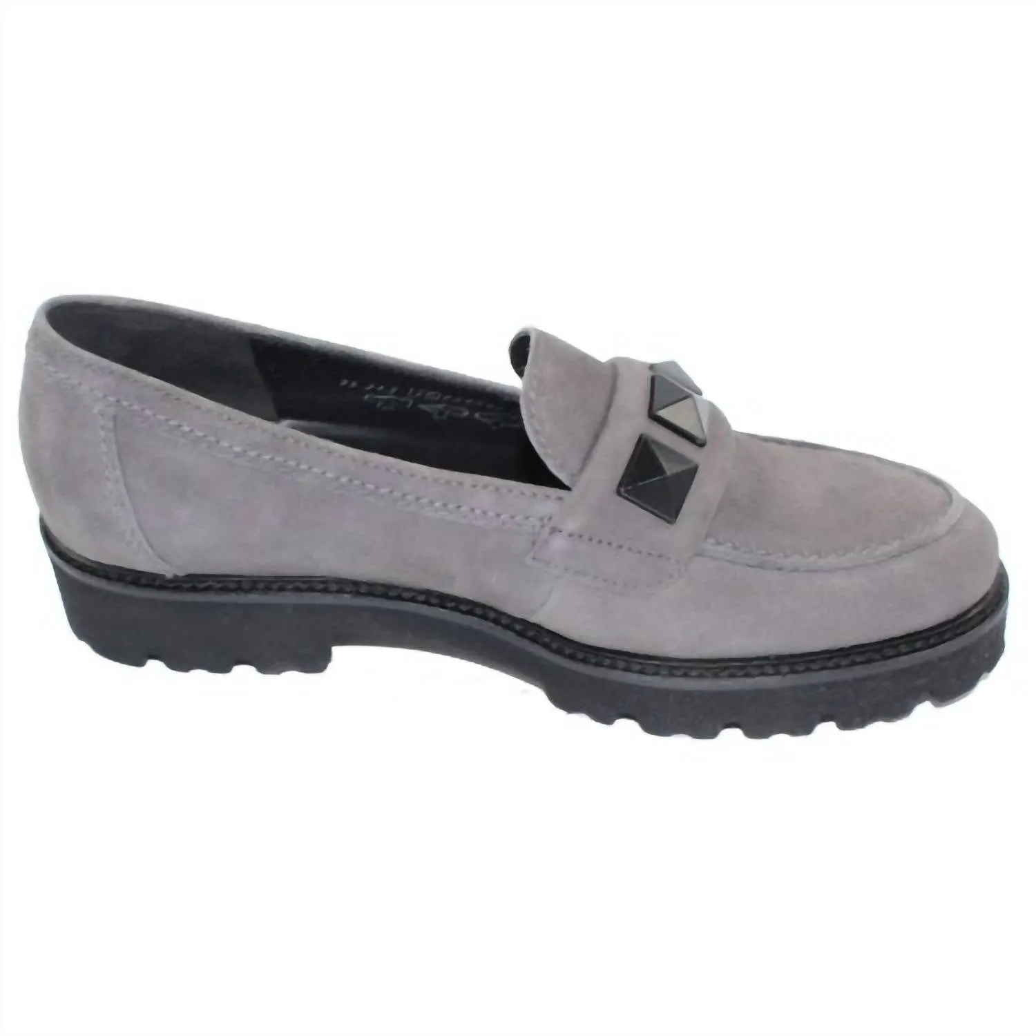 Women's Studded Loafer In Grey Suede