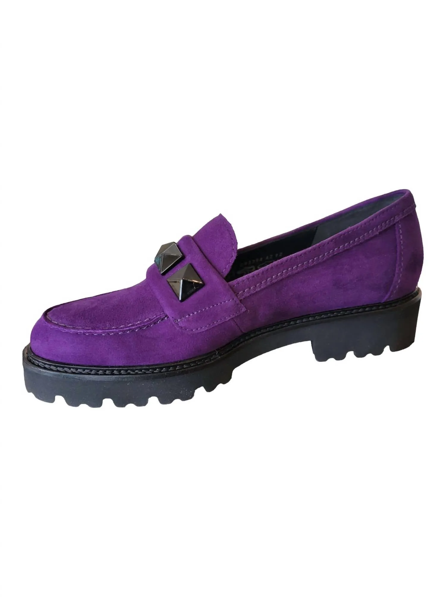 Women's Studded Loafers In Purple Suede