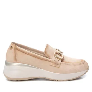 Women's Suede Gold Chain Moccasins In Beige