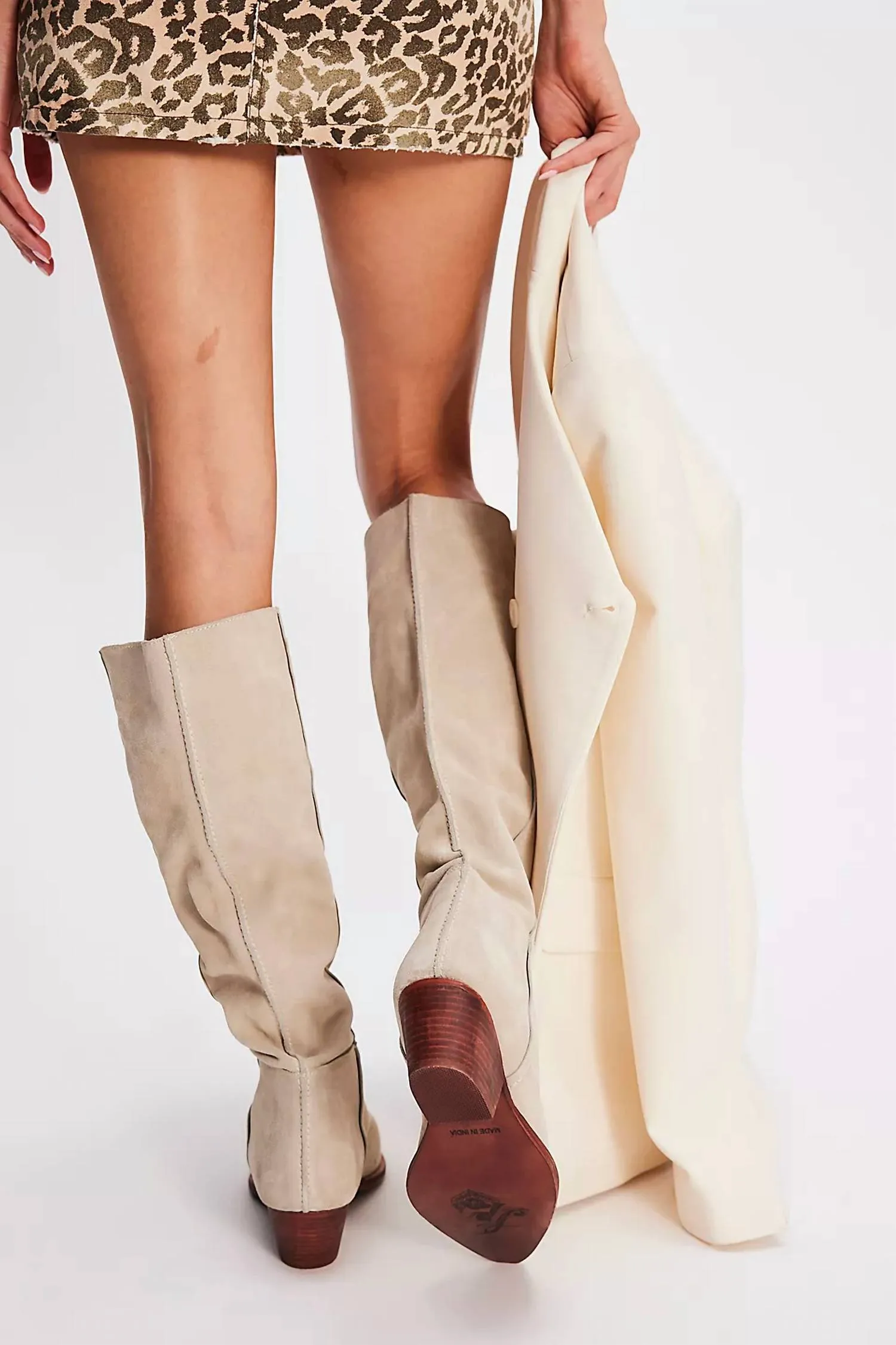 Women's Sway Low Slouch Boot In Parchment Suede