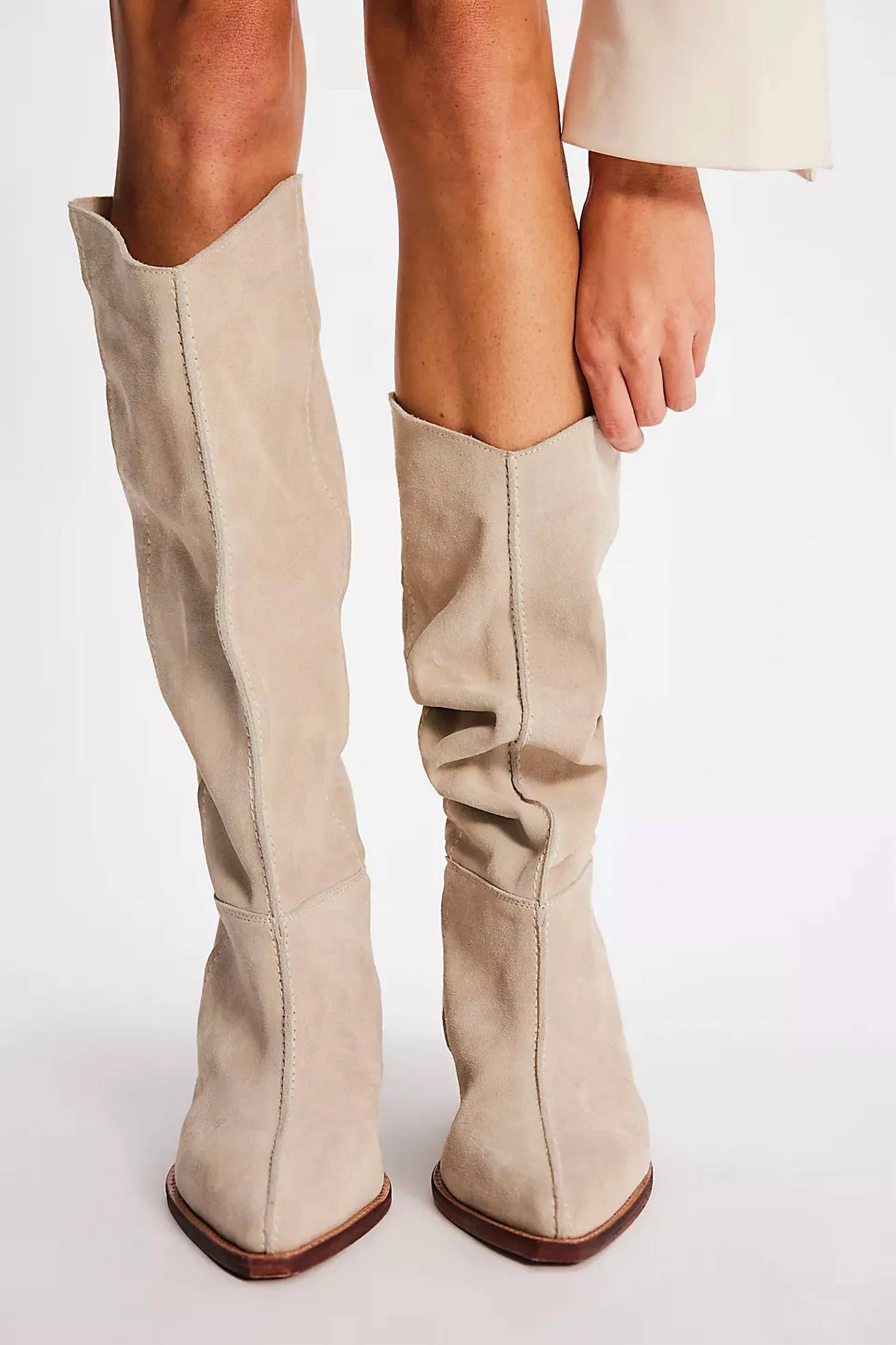 Women's Sway Low Slouch Boot In Parchment Suede