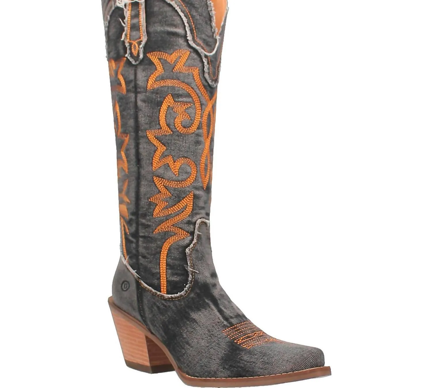 Women's Texas Tornado 15" Denim Boot In Washed Black