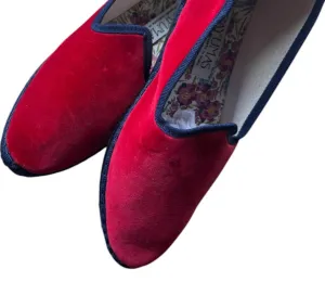 Women's Velvet Loafers In Red