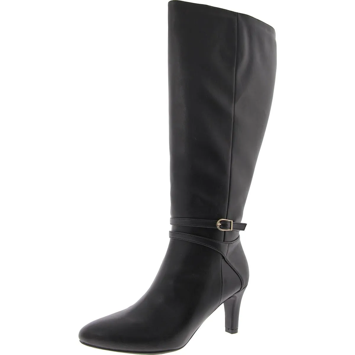 Womens Wide Calf Faux Leather Knee-High Boots