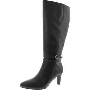 Womens Wide Calf Faux Leather Knee-High Boots