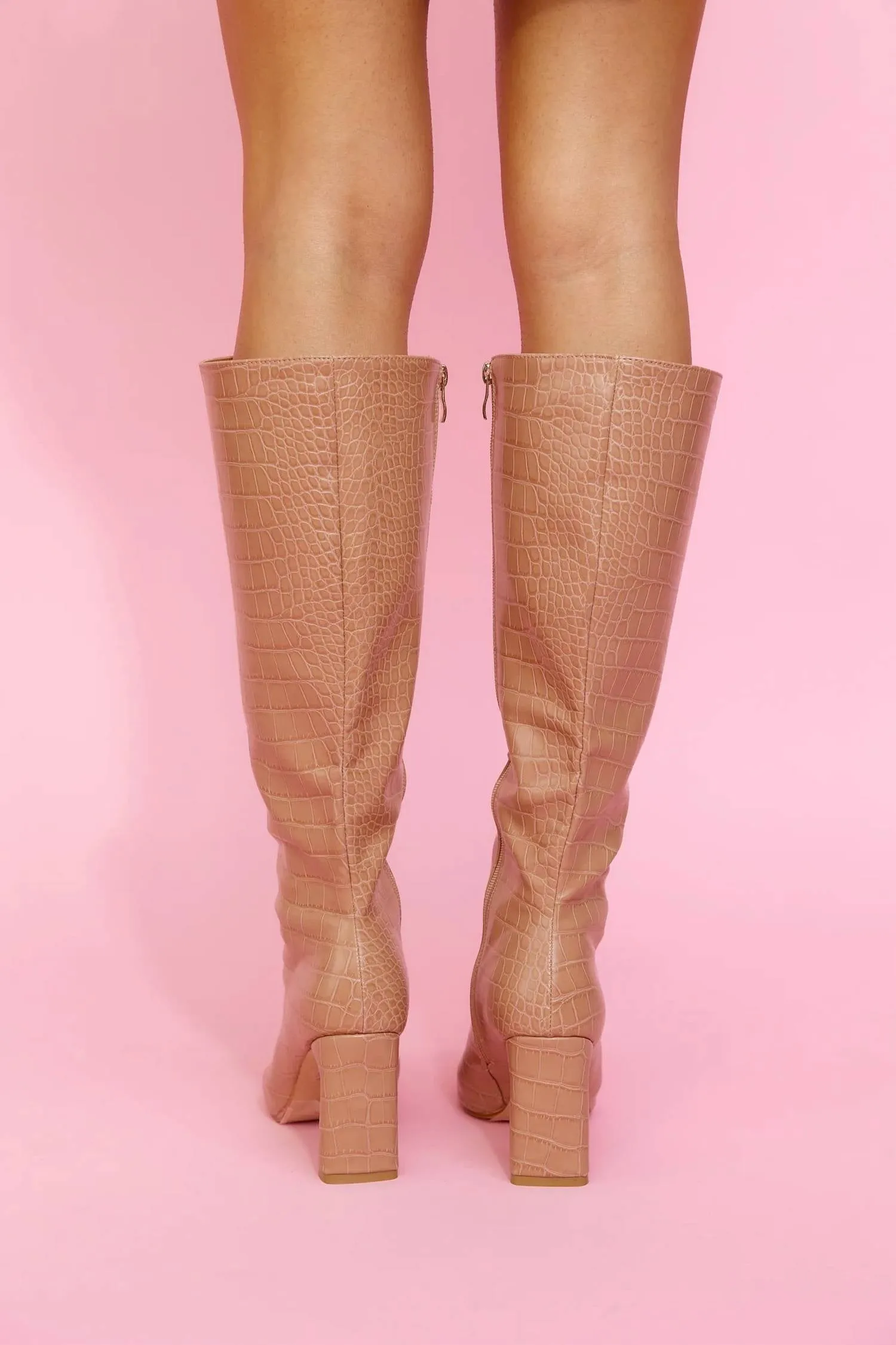 Women's Zadie Boots In Dark Nude Croc