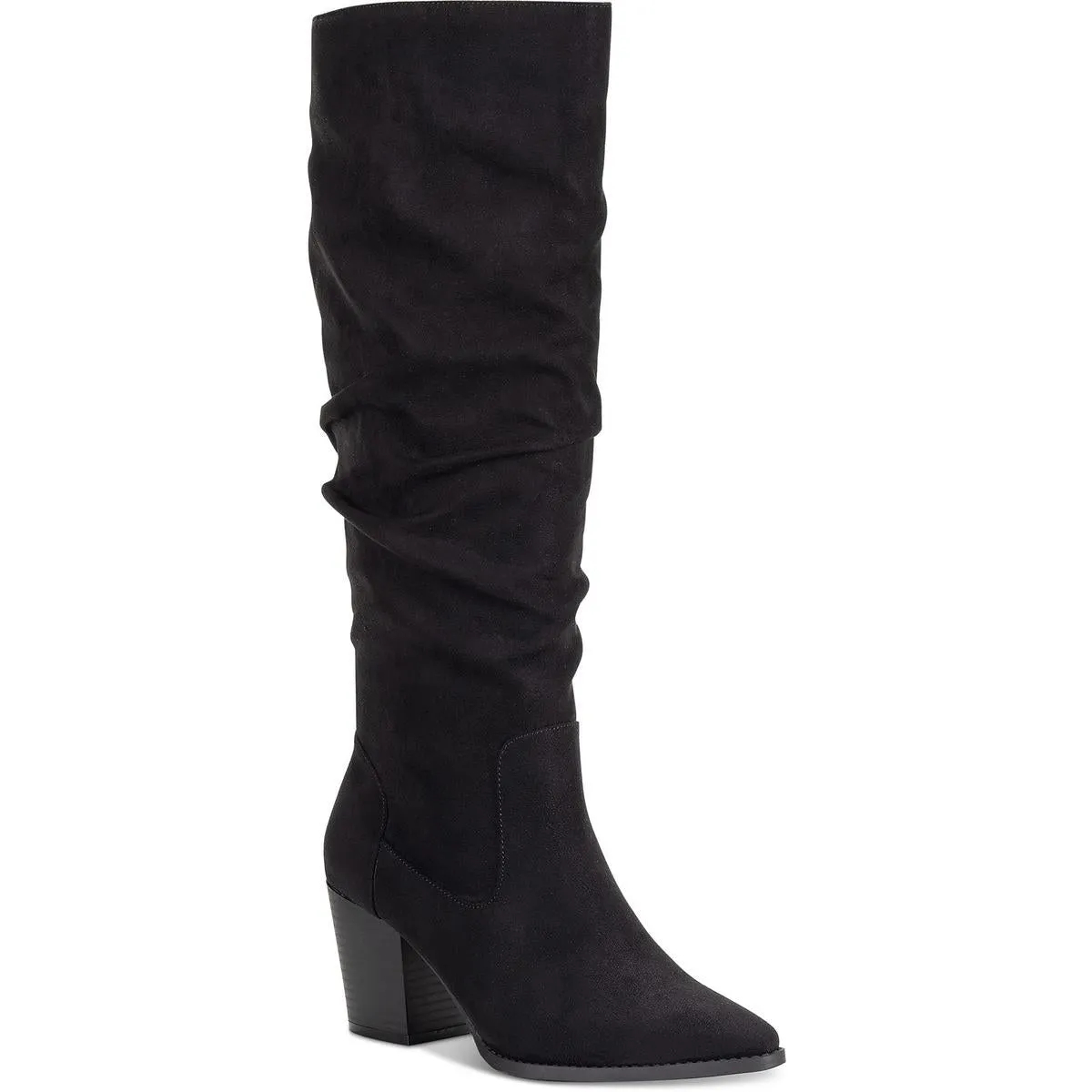 Womens Zip Up Pointed Toe Knee-High Boots