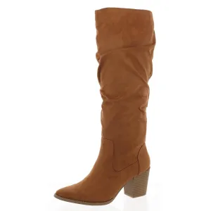 Womens Zip Up Pointed Toe Knee-High Boots